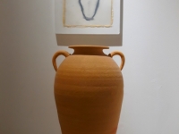 "VASE" and "Marks" 2018   clay -charcoal-beeswax-wood
